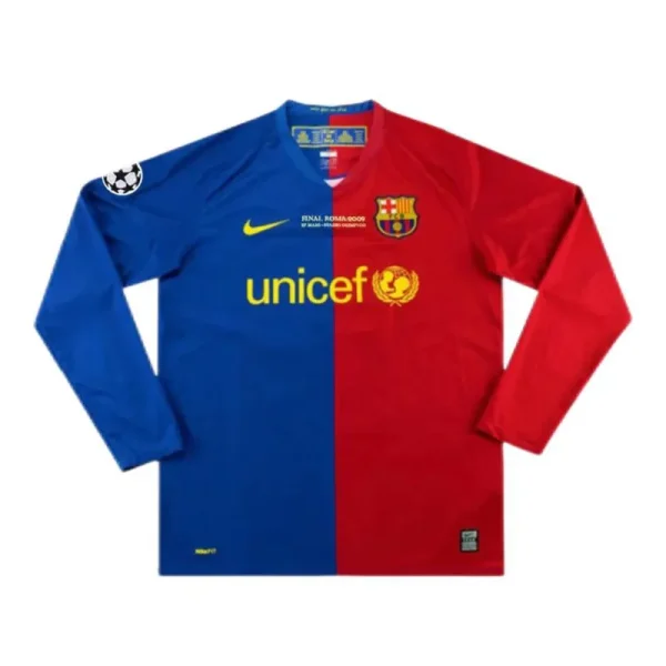 08-09 Barcelona Messi #10 UCL Final Retro Long Sleeve Home - Image 2