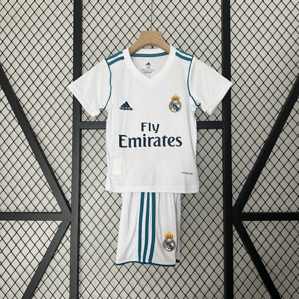 Real Madrid 17-18 Home Retro Kids Kit Soccer Jersey - Image 2