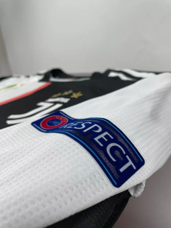 2019-20 Cristiano Ronaldo #7 Juventus Home Retro Player Version Soccer Jersey with UCL Patch - Long Sleeve - Image 5