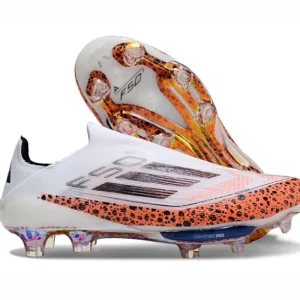 Adidas F50+ Lightstrike Pro Laceless FG Firm Ground Soccer Cleats - White/Leopar