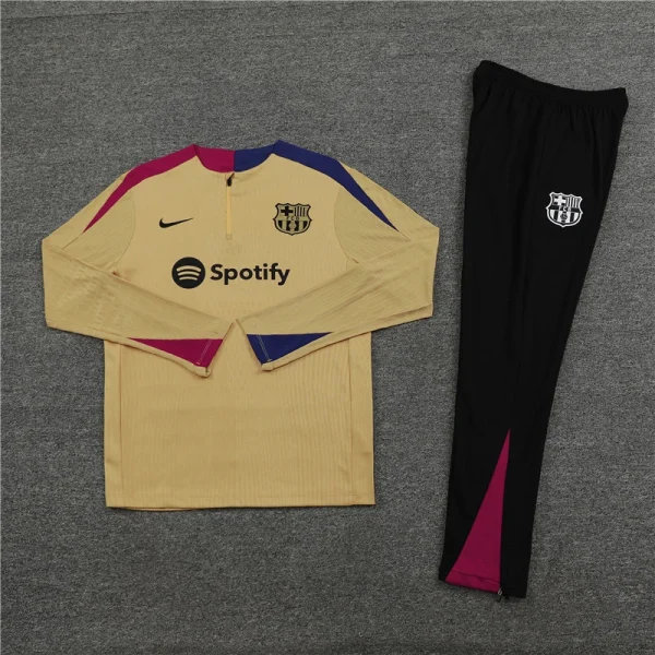24-25 Barcelona Long Sleeve Tracksuit Gold Training Suits Football - Image 3