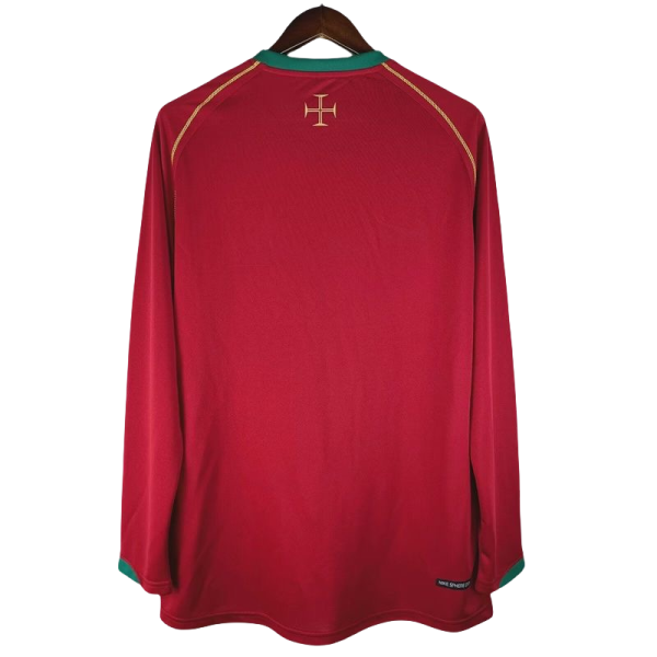 Portugal World Cup Retro Jersey Home Shirt Long Sleeves2006 - Image 3