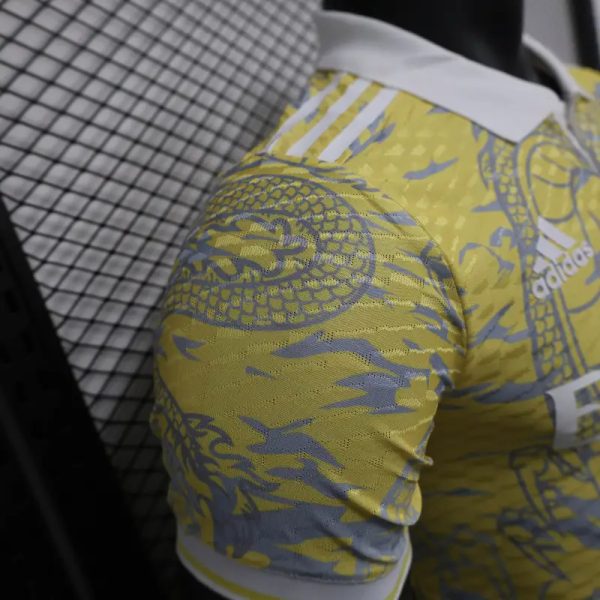 2025-26 Real Madrid Men's Polo Shirt Dragon Pattern Yellow Jersey - Image 5