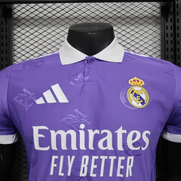 2025-26 Real Madrid Men's Polo Shirt Purple - Image 3