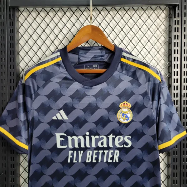 23-24 Real Madrid Away black blue white yellow Soccer Jersey - Image 3