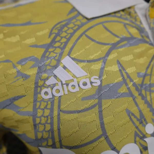 2025-26 Real Madrid Men's Polo Shirt Dragon Pattern Yellow Jersey - Image 3