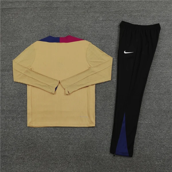 24-25 Barcelona Long Sleeve Tracksuit Gold Training Suits Football - Image 4
