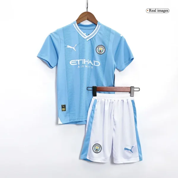 2023/24 Kids Manchester City Home Kit(Jersey+Short+Socks) - Image 3