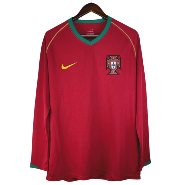 Portugal World Cup Retro Jersey Home Shirt Long Sleeves2006 - Image 2