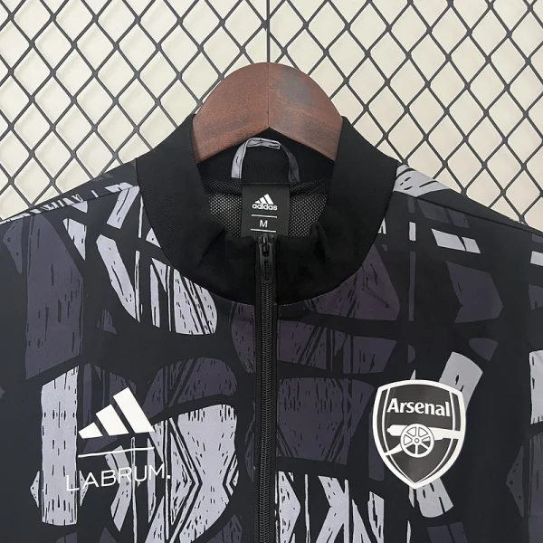 24-25 Arsenal Grey&black Windbreaker Jacket Football - Image 4
