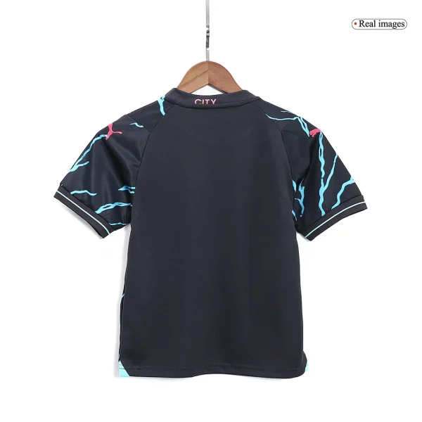 2023/24 Kids Manchester City Third Away Kit Jersey+Shorts - Image 4