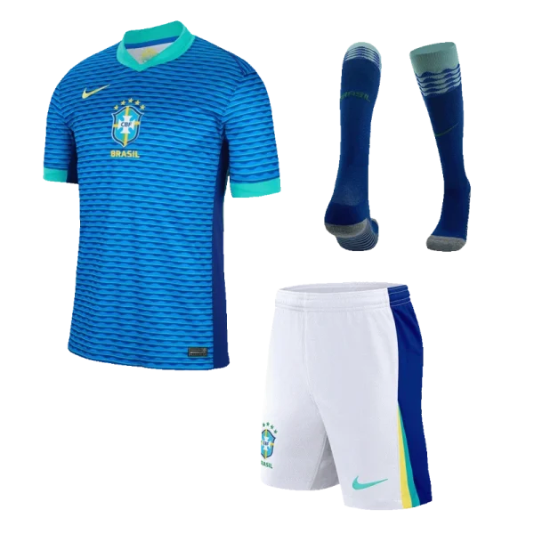Kids Brazil Custom Away Full Soccer Kits 2024