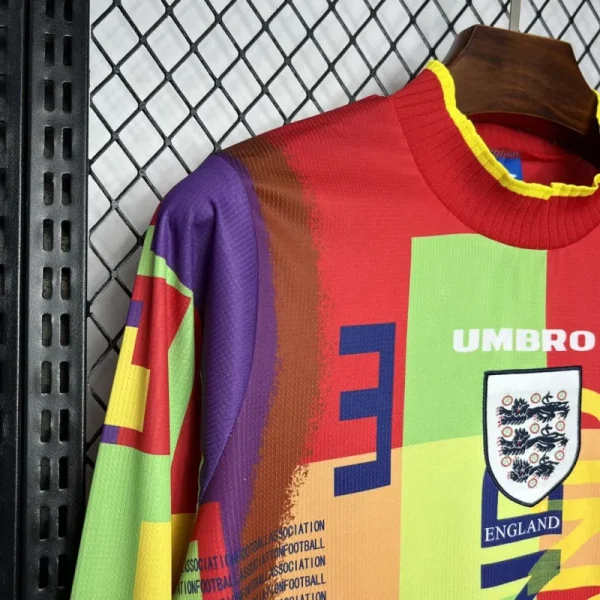England Nation 95-96 Retro GoalKeeper Long Sleeve Kit Vintage Shirt Soccer Jersey - Image 4
