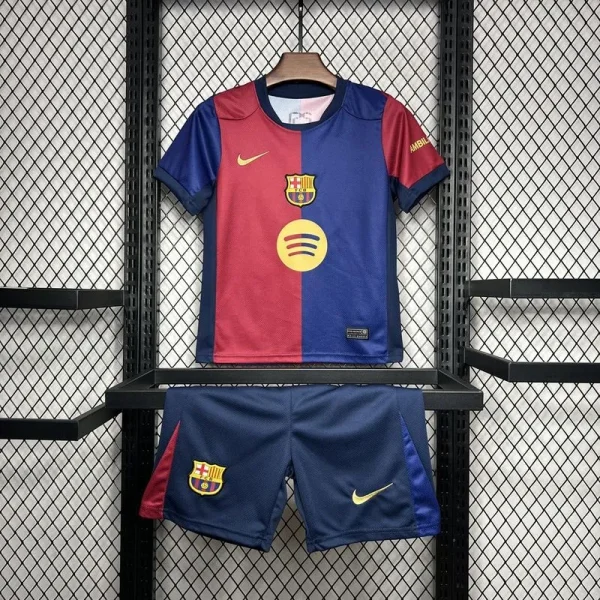 24-25 Barcelona Home Kids Kit Soccer Jersey+Shorts - Image 3
