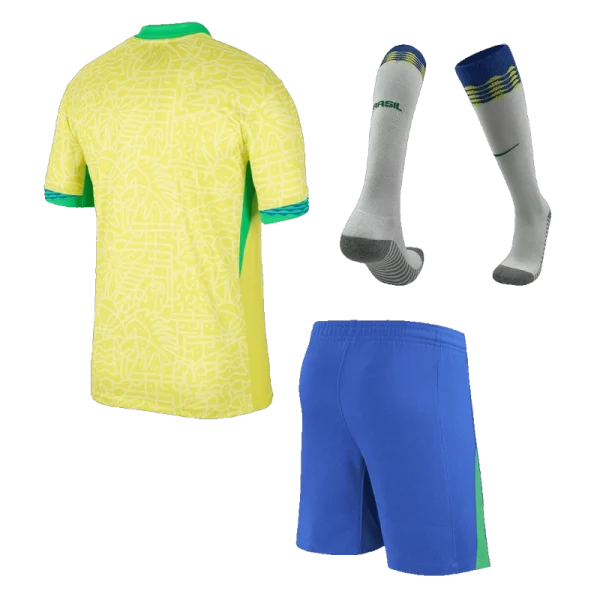Kids Brazil Custom Home Full Soccer Kits 2024 - Image 2