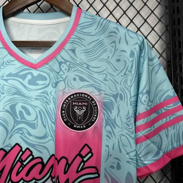 24-25 Inter Miami Special Beach Edition Kit Pink&Blue Soccer Jersey - Image 4