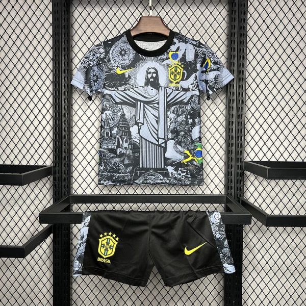 2024 Brazil Christ the Redeemer Special Kids Kit Football Jersey - Image 3