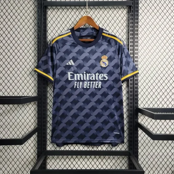 23-24 Real Madrid Away black blue white yellow Soccer Jersey - Image 9