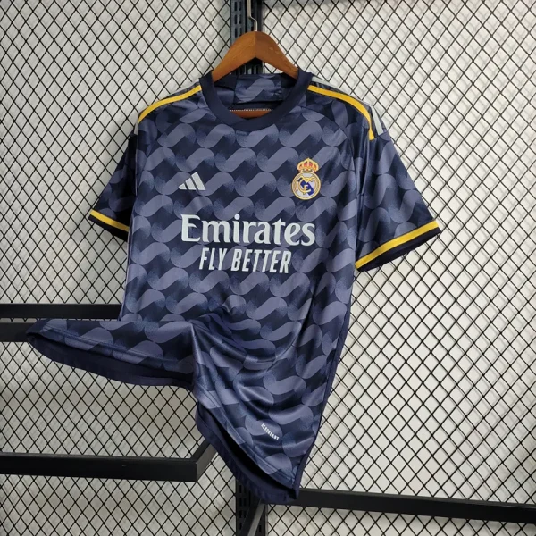 23-24 Real Madrid Away black blue white yellow Soccer Jersey - Image 11
