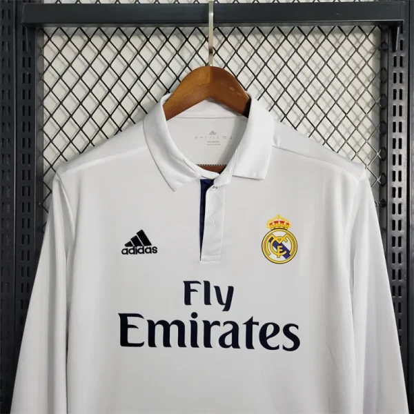 2016/17 Real Madrid Retro Long Sleeve Home Jersey - Image 5