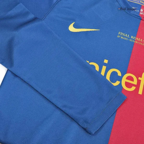 2008/09 Barcelona UCL Final Retro Home Long Sleeve Jersey - Image 6