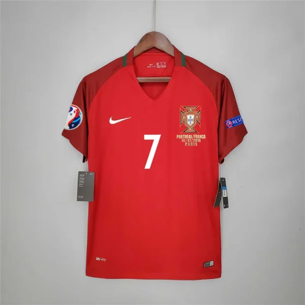 2016 Portugal Retro Jersey Home Euro Cup - Image 3