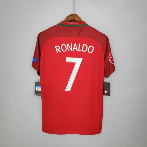 2016 Portugal Retro Jersey Home Euro Cup - Image 4