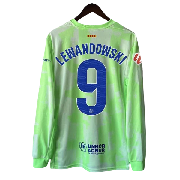 2024-25 Barcelona GAVI #6 LEWANDOWSKI #9 Long Sleeve Third Away Soccer Jersey Without Spofity Text - Image 2