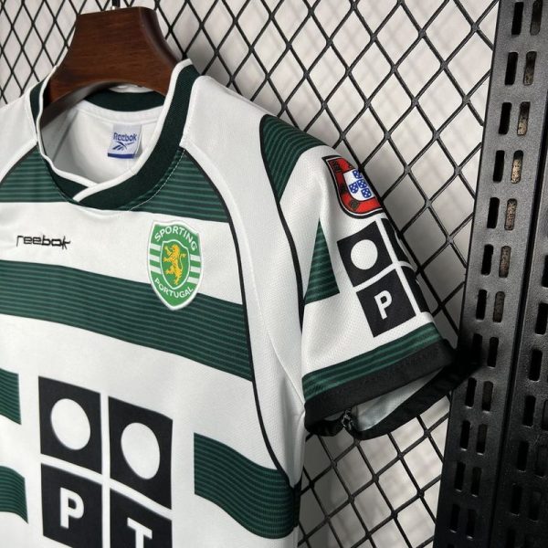 Sporting 01-03 Lisbon Home Retro Kid Kits Youth Apparels Football Jersey - Image 5