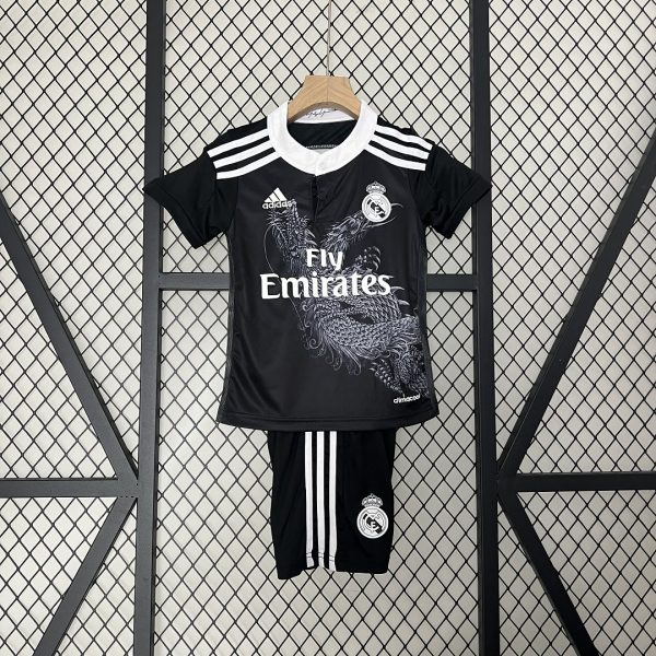 Real Madrid 14-15 Third Retro Kid Kits Black Jersey - Image 2