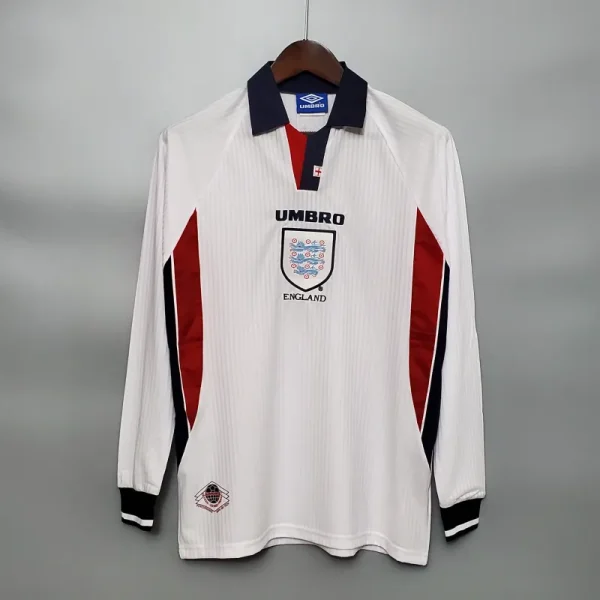 1998 England World Cup Home Retro Jersey Long Sleeve #7 BACKHAM #20 OWEN - Image 10