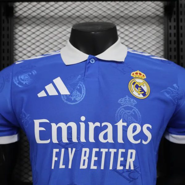 2025-26 Real Madrid Men's Polo Shirt Biue - Image 3