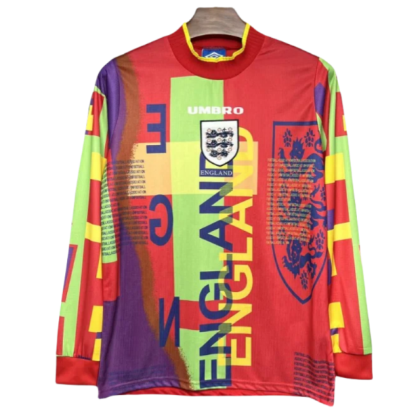 England Nation 95-96 Retro GoalKeeper Long Sleeve Kit Vintage Shirt Soccer Jersey - Image 3
