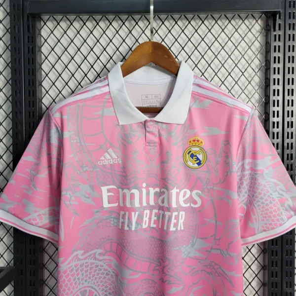 23-24 Real Madrid Chinese Dragon Pink Football Shirt - Image 3