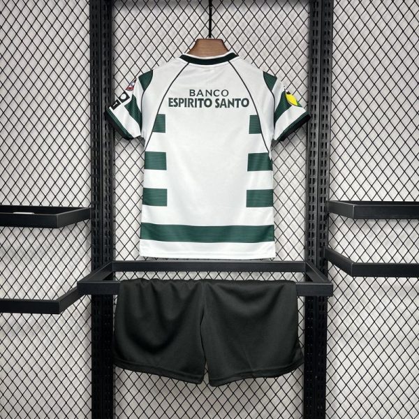 Sporting 01-03 Lisbon Home Retro Kid Kits Youth Apparels Football Jersey - Image 3