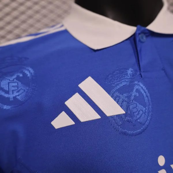 2025-26 Real Madrid Men's Polo Shirt Biue - Image 4