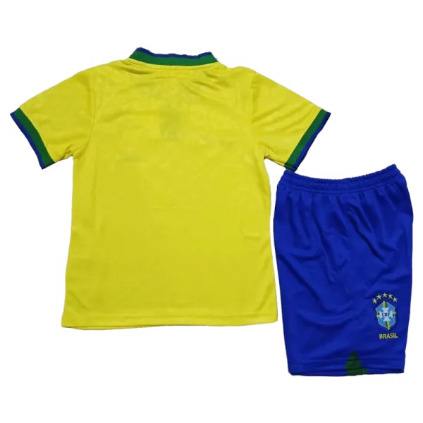 Brazil Kids Soccer Jersey Home Kit(Jersey+Shorts) World Cup 2022 - Image 2