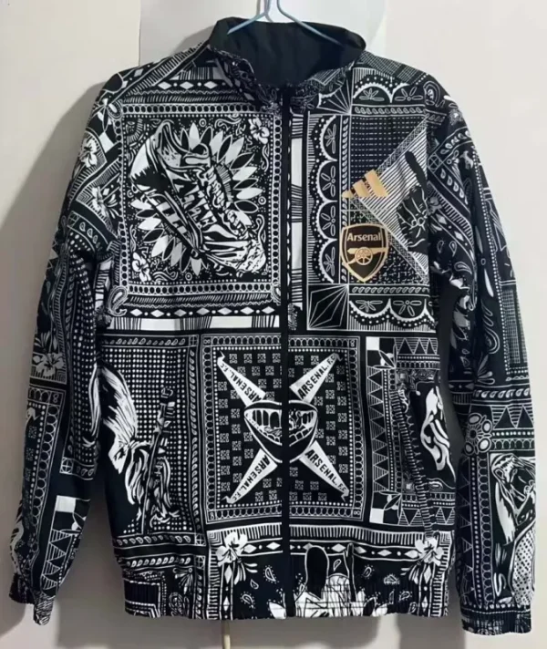 2023-2024 Arsenal Reversible Windbreaker Black-gray Soccer Jersey 1:1 Thai Quality - Image 2