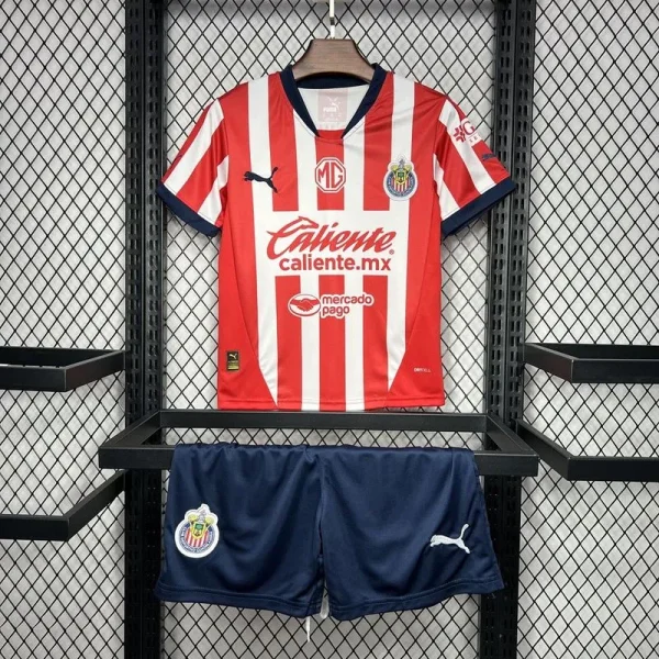 24-25 Chivas Home Soccer Kids kit Jersey+Shorts - Image 4