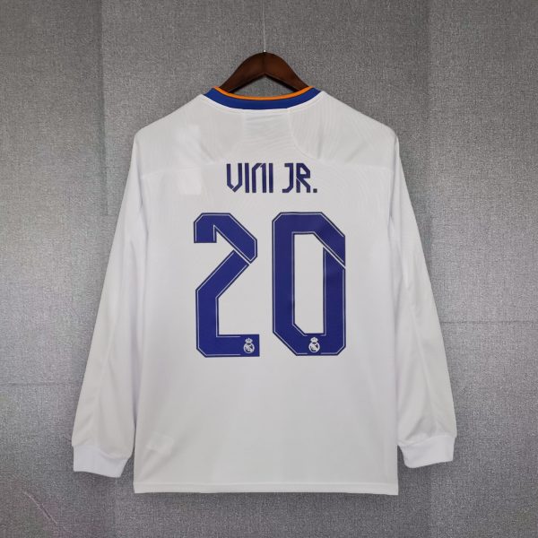 Real Madrid Home Soccer Jersey Retro Long Sleeve Shirt 21-22 - Image 4