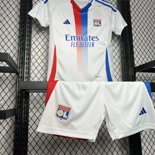 24-25 Olympique Lyonnais Home Kids Kit Jersey+Shorts - Image 7