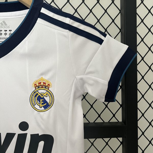 Real Madrid 12-13 Home Retro Kid Kits White Jersey - Image 7
