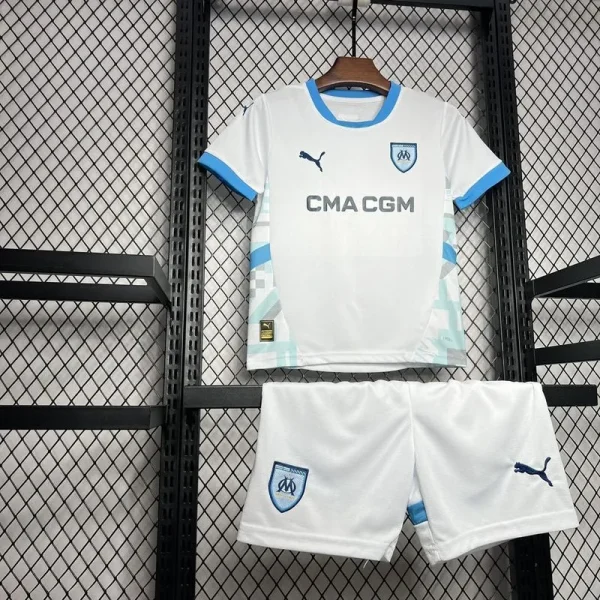 24-25 Marseilles Home Soccer Kids Kit Jersey+Shorts - Image 7