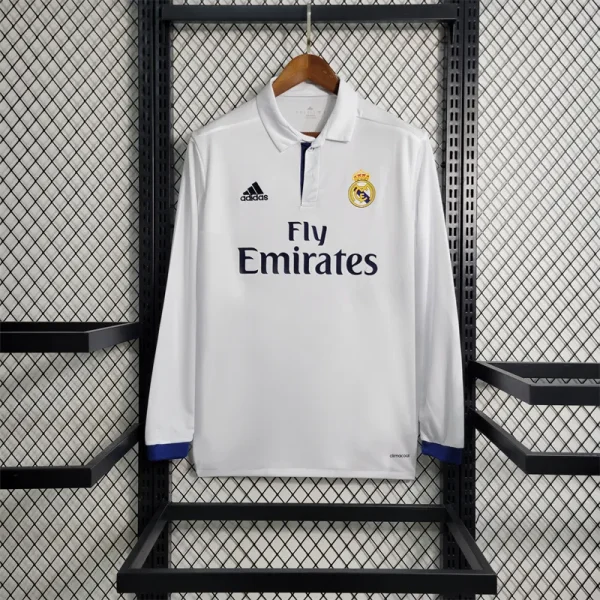 2016/17 Real Madrid Retro Long Sleeve Home Jersey - Image 3