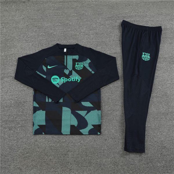 23-24 Barcelona Adults And Kids Training Suits Black&Green Tracksuits Jerseys - Image 2