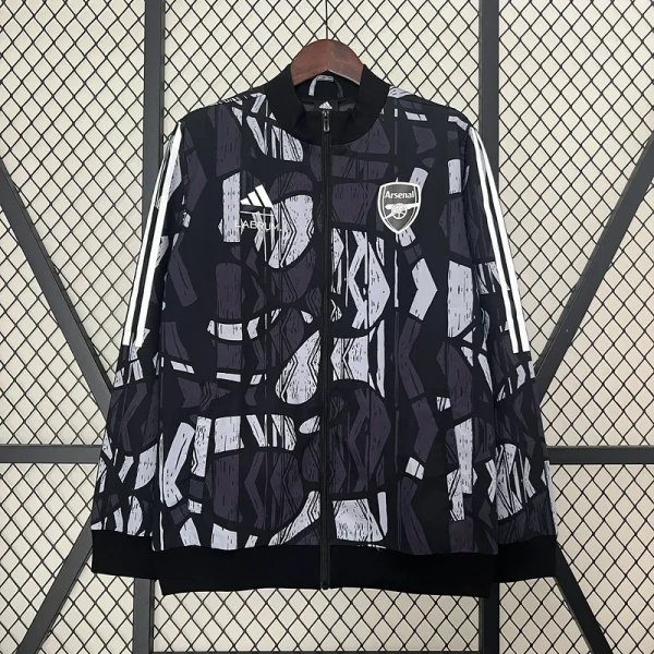 24-25 Arsenal Grey&black Windbreaker Jacket Football - Image 2