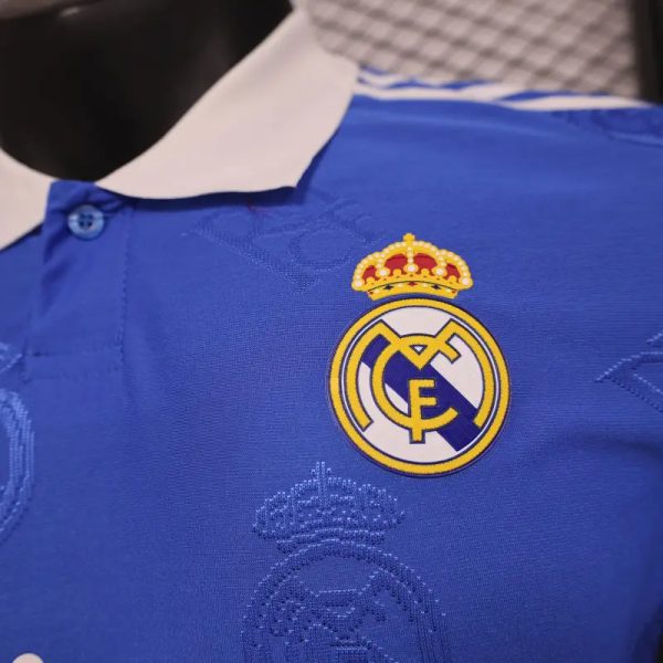 2025-26 Real Madrid Men's Polo Shirt Biue - Image 5