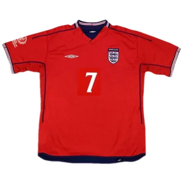 England Beckham #7 Retro Jersey Away Replica World Cup 2002 - Image 2