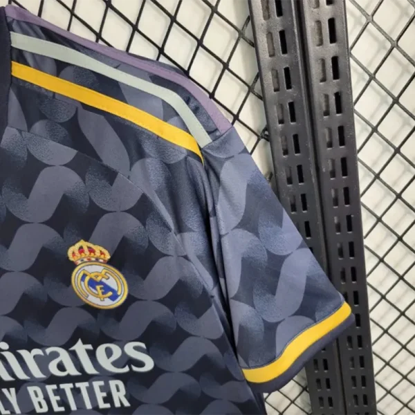 23-24 Real Madrid Away black blue white yellow Soccer Jersey - Image 6