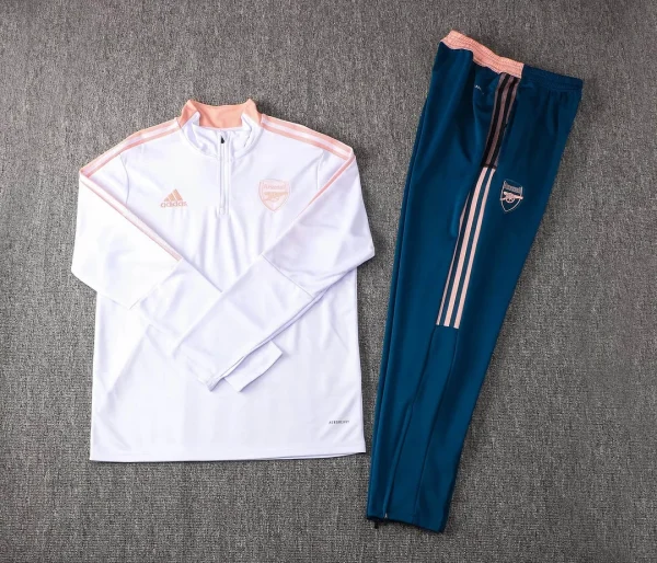 Arsenal Half-Pull Training Suit White Football Shirt 2021/2022 - Image 3